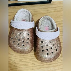 Sparkly Gold toddler crocs